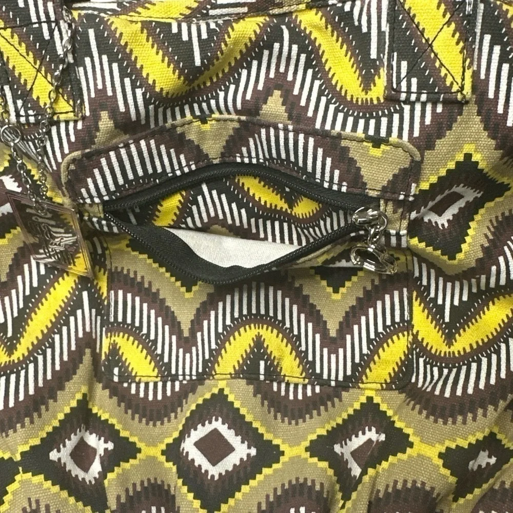 Gia & Dani Canvas Reversible Bucket Tote Bag Large Tribal Print Polka Dots
